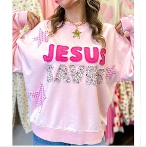 NWT Inspirational Patchwork Oversized Crewneck